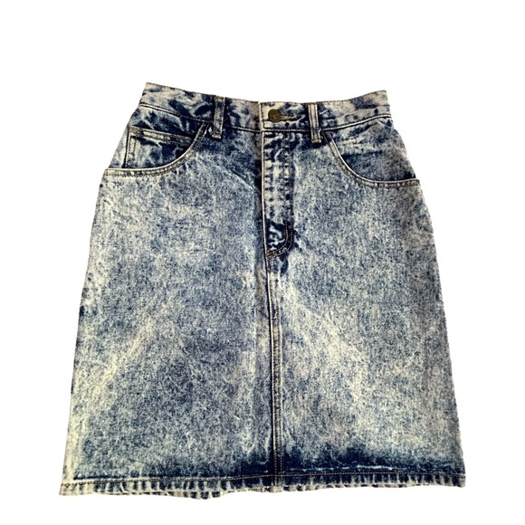 VTG 80s Guess by Georges Marciano high waisted acid wash denim denim skirt 28 - Picture 3 of 11